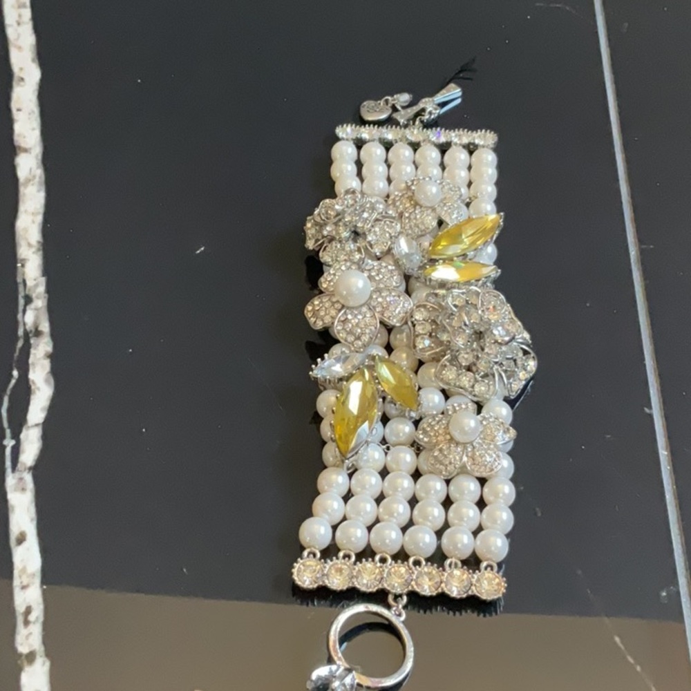Betsey Johnson Pearl and Crystal Bracelet